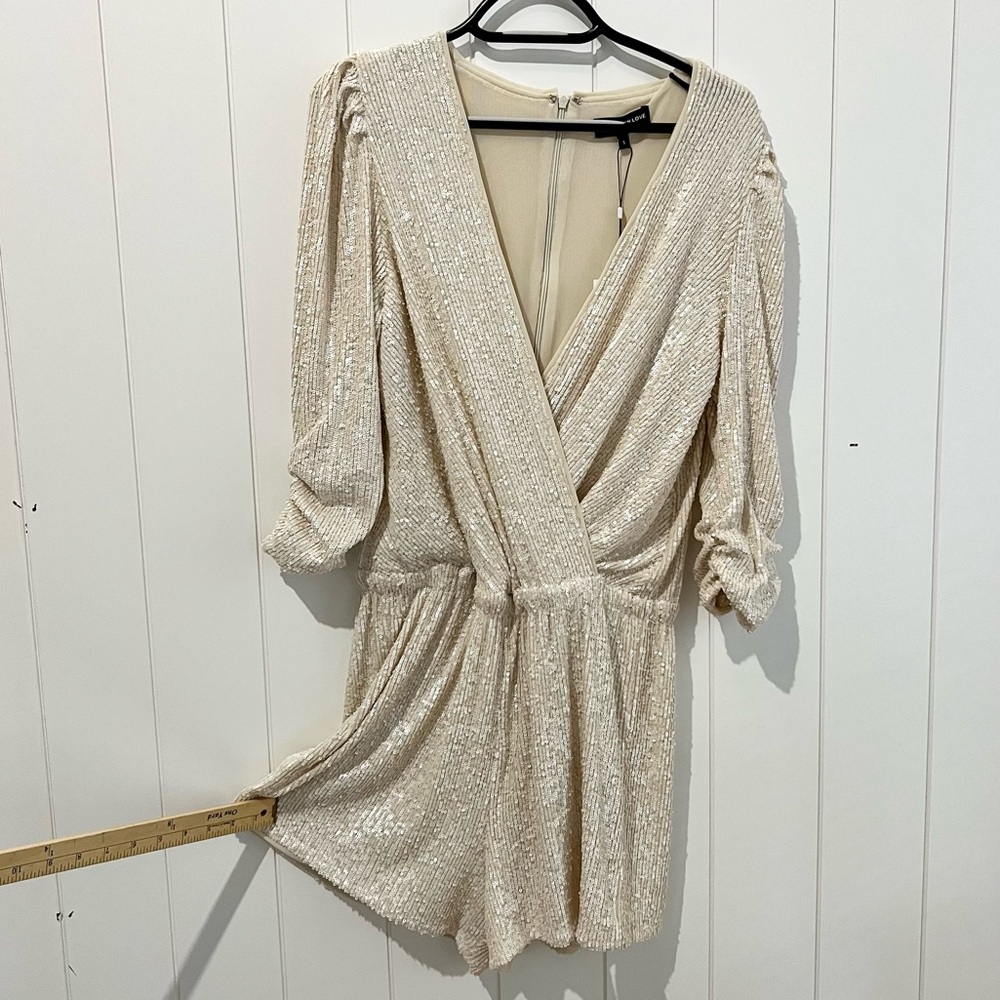 Generation Love  NWT Allegra Sequin Romper holiday party Size S long sleeves